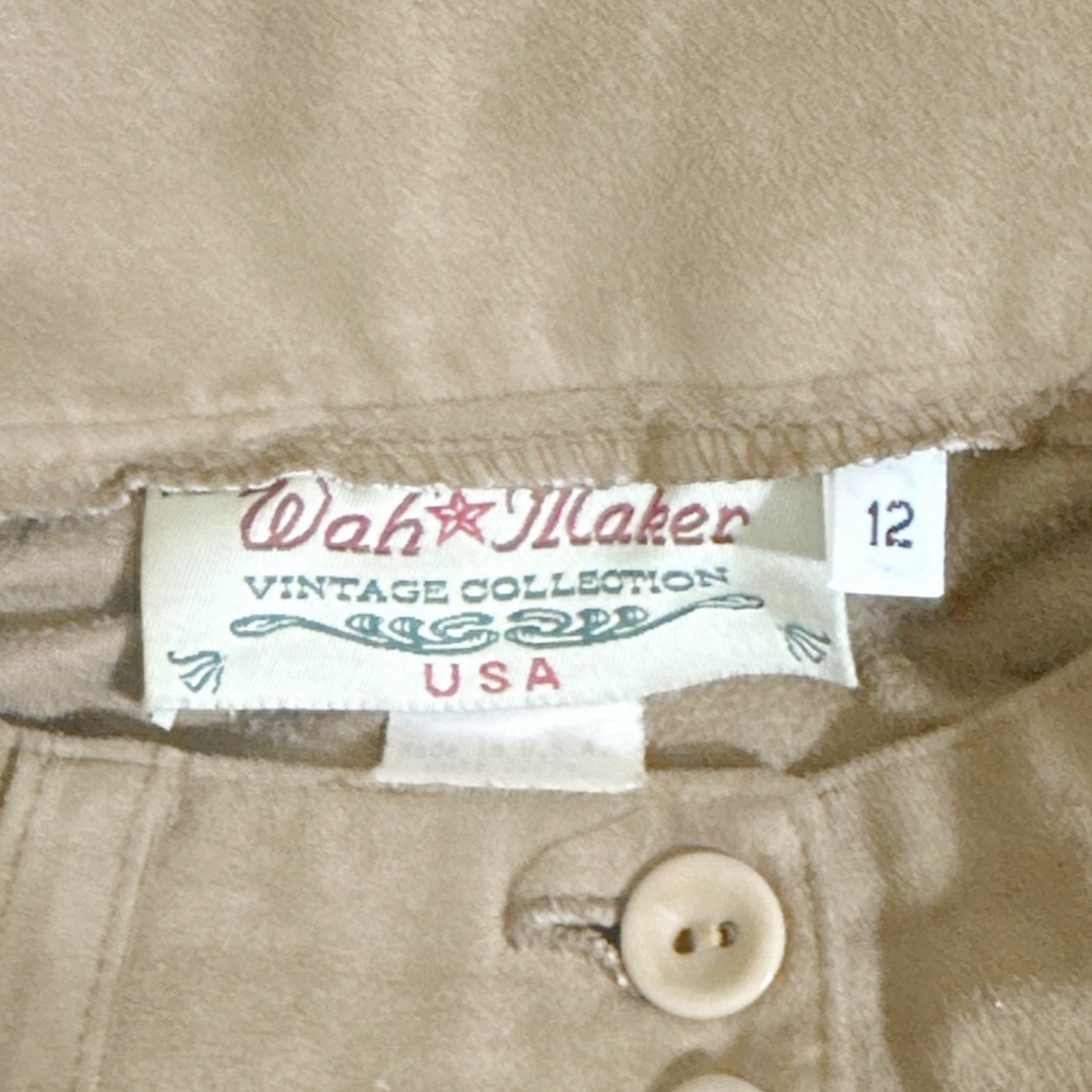 WahMaker Vintage Collection Tan Faux Suede Wide Leg Palazzo Culotte Pants Sze 12 - Picture 5 of 6